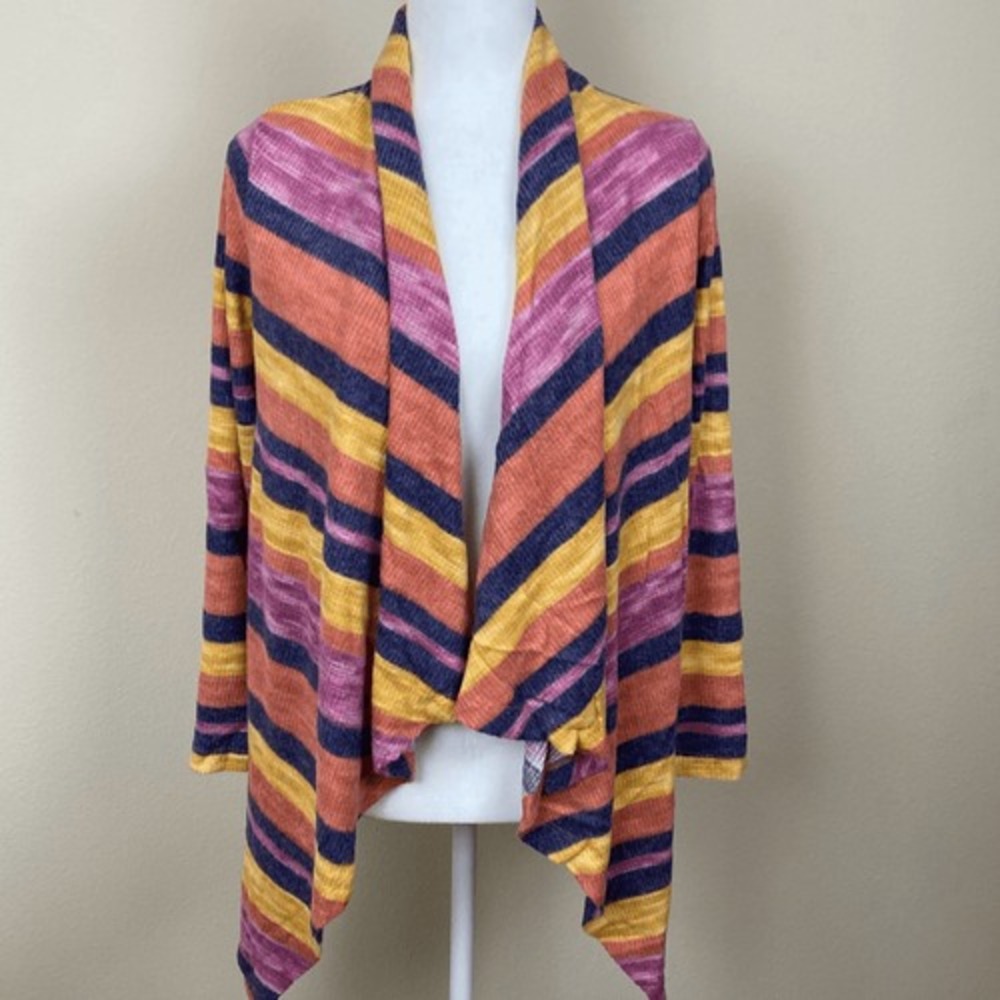 Bobeau Amie Waterfall Cardigan Navy Rust Combo Size Small (H3) NWT